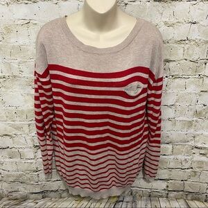 Needle & Thread Beige Red Striped Pullover Sweater